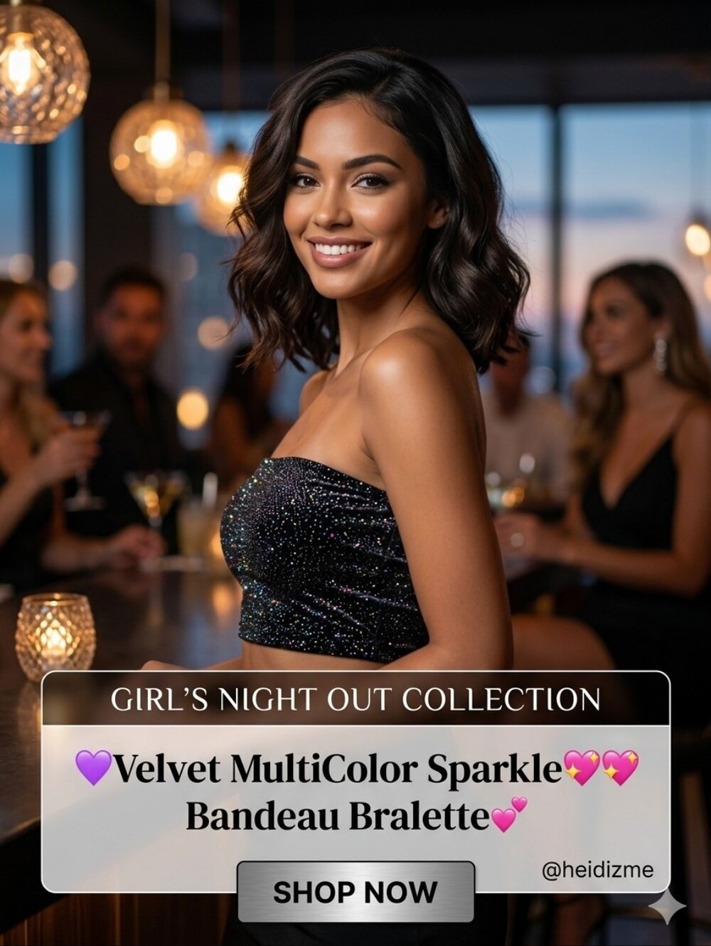 💜Velvet MultiColor Sparkle❤️💖 Bandeau Bralette💕